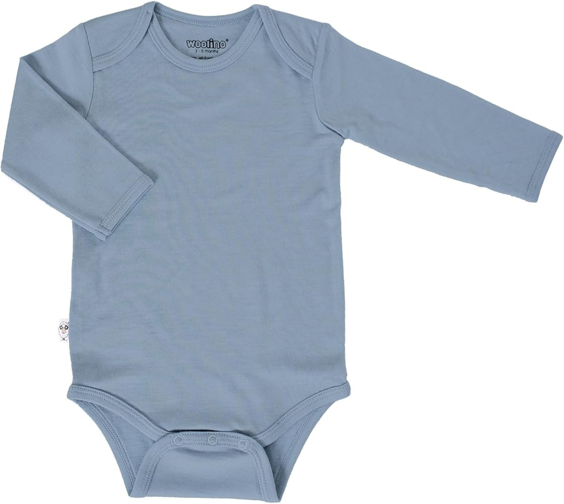 Woolino 100% Superfine Merino Wool Baby Bodysuit - Long Sleeve Bodysuit for Boy and Girl - Tagles... | Amazon (US)
