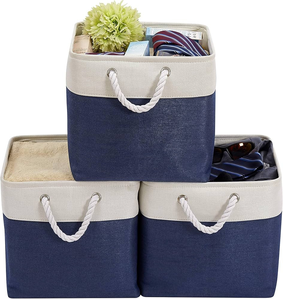 DECOMOMO Cube Storage Organizer Bins | Box Storage Cube Basket with Handles Fabric Cloth Bins for... | Amazon (US)