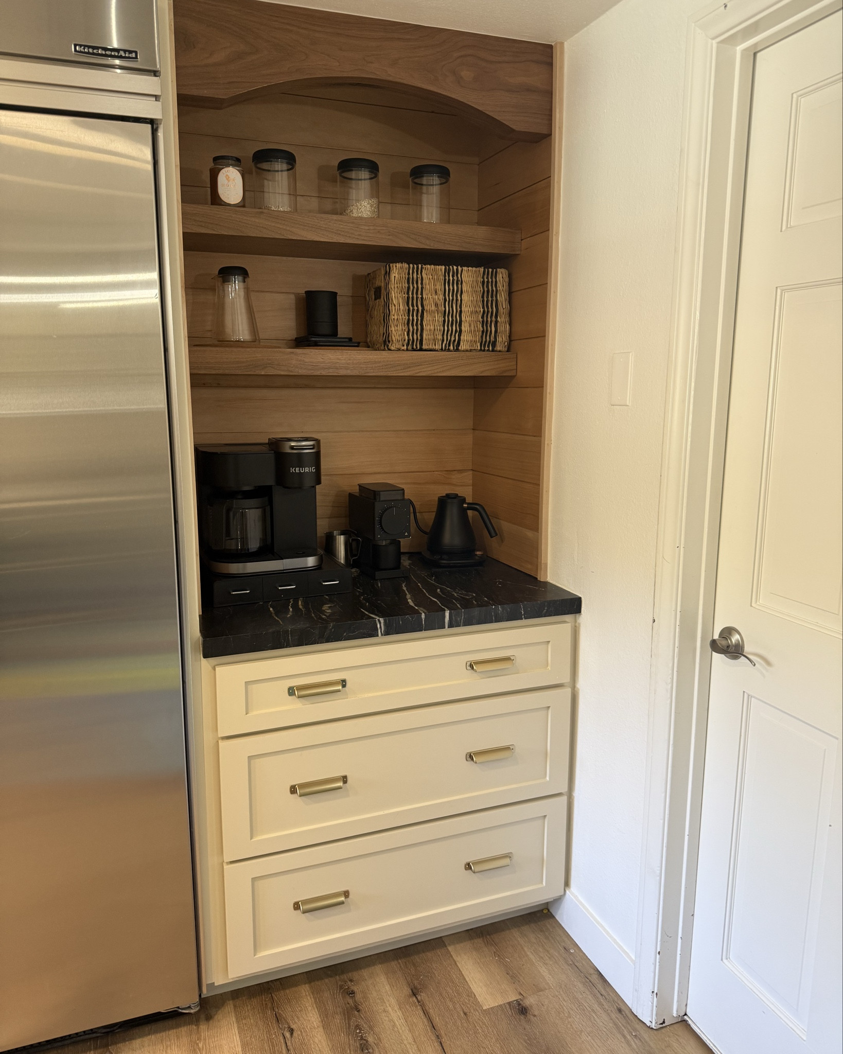 I wanted some drawer pulls that were gold to match the character of our house. I found these on Amazon and have been loving them!! 