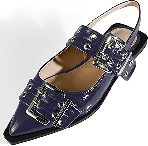 anteikira Women's Fashion Buckle Flats Pointed Toe Eyelet Slingback Flats Fashion Casual Grommet ... | Amazon (US)