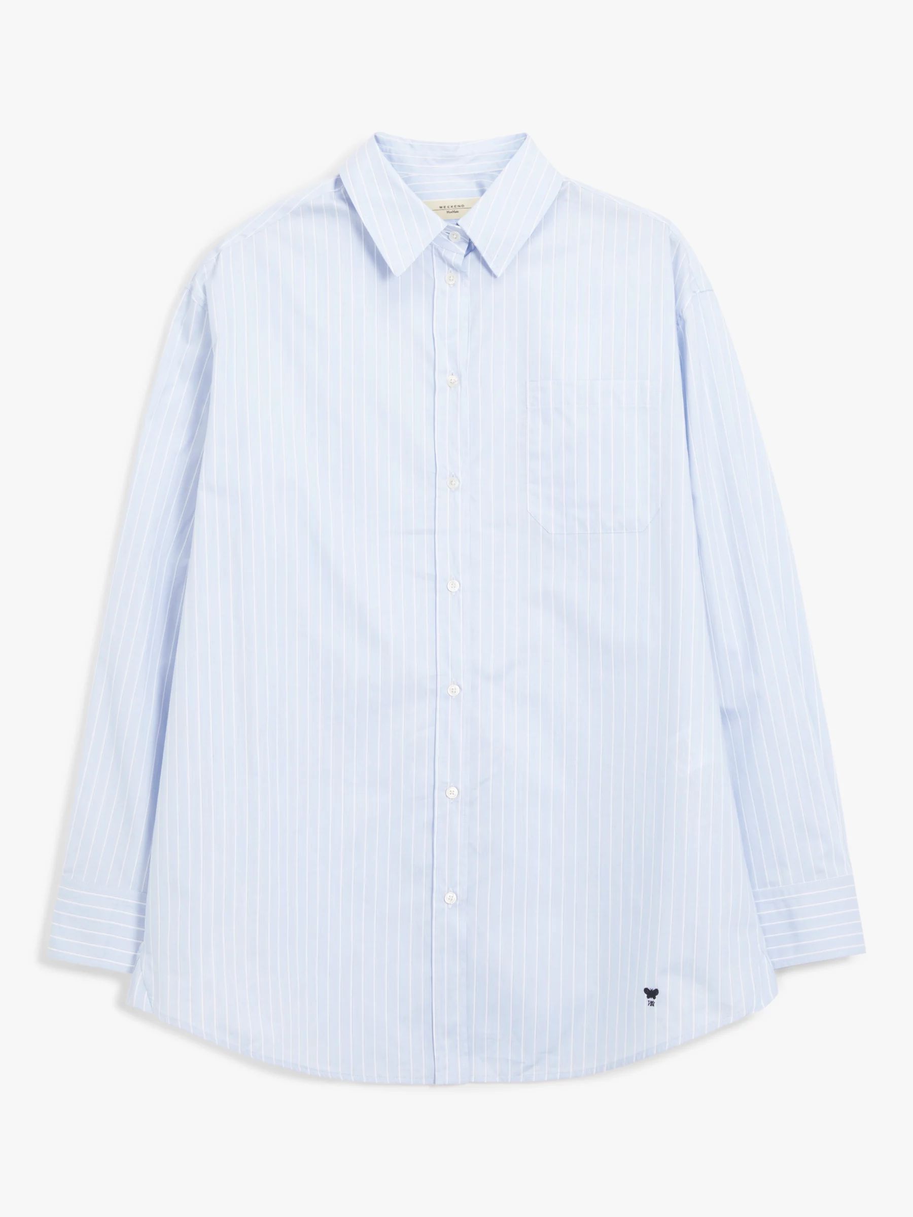 Weekend MaxMara Maroso Stripe Poplin Shirt, Light Blue | John Lewis (UK)