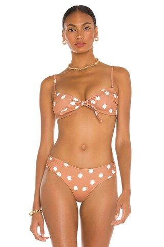 JONATHAN SIMKHAI Katrine Bikini Top in Polka Dots Teak & White from Revolve.com | Revolve Clothing (Global)