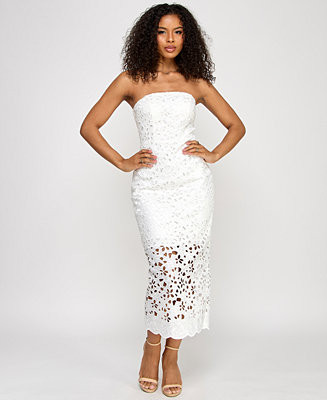 Juniors' Lace Eyelet Midi Dress | Macy's