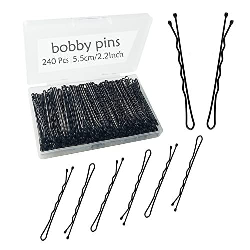 240 Pcs 2.2 Inch Black Bobby Pins, Set of Hairpins with Box, Premium Hair Pins for Kids, Girls and Women, Great for All Hair Types | Amazon (US)