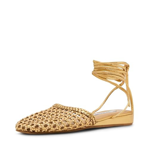 Steve Madden Women's Flutter Ballet Flat, Natural/Gold, 8 | Amazon (US)