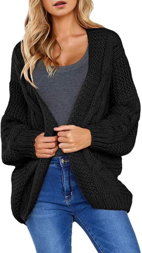 Astylish Womens Fashion Winter Warm Cozy Open Front Long Sleeve Chunky Knit Cardigan Sweater Outw... | Amazon (US)