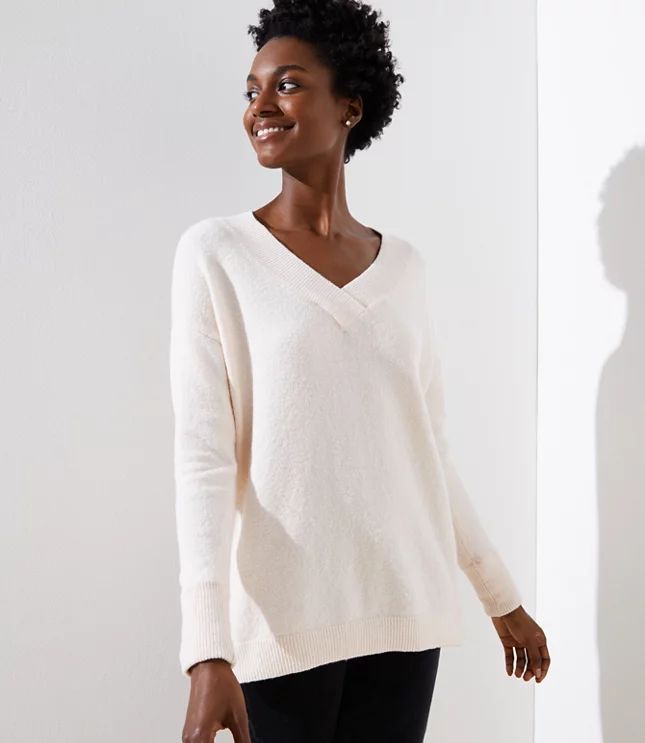 Drop Shoulder V-Neck Sweater | LOFT | LOFT