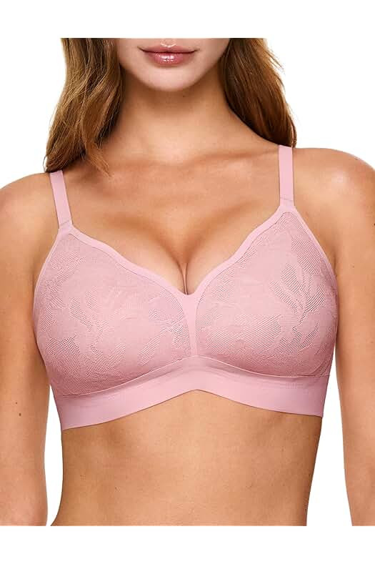 Women's Wireless No Show Lace Bras, Sexy Seamless Comfortable Bralettes No Underwire Scalloped Tshirt Bra | Amazon (US)