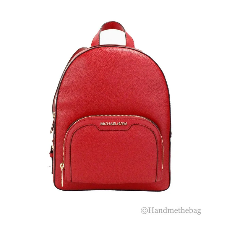 Michael Kors Jaycee Medium Bright Red Pebble Leather Zip Pocket Backpack Bag - Walmart.com | Walmart (US)
