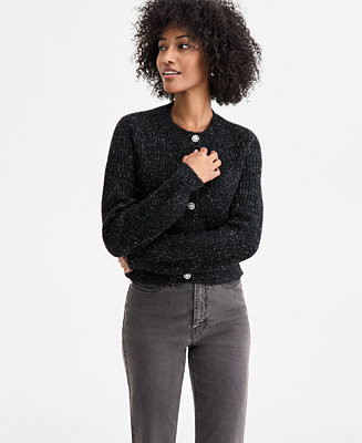 Women's Lurex Rhinestone-Button Cardigan, Macy's Exclusive | Macy's