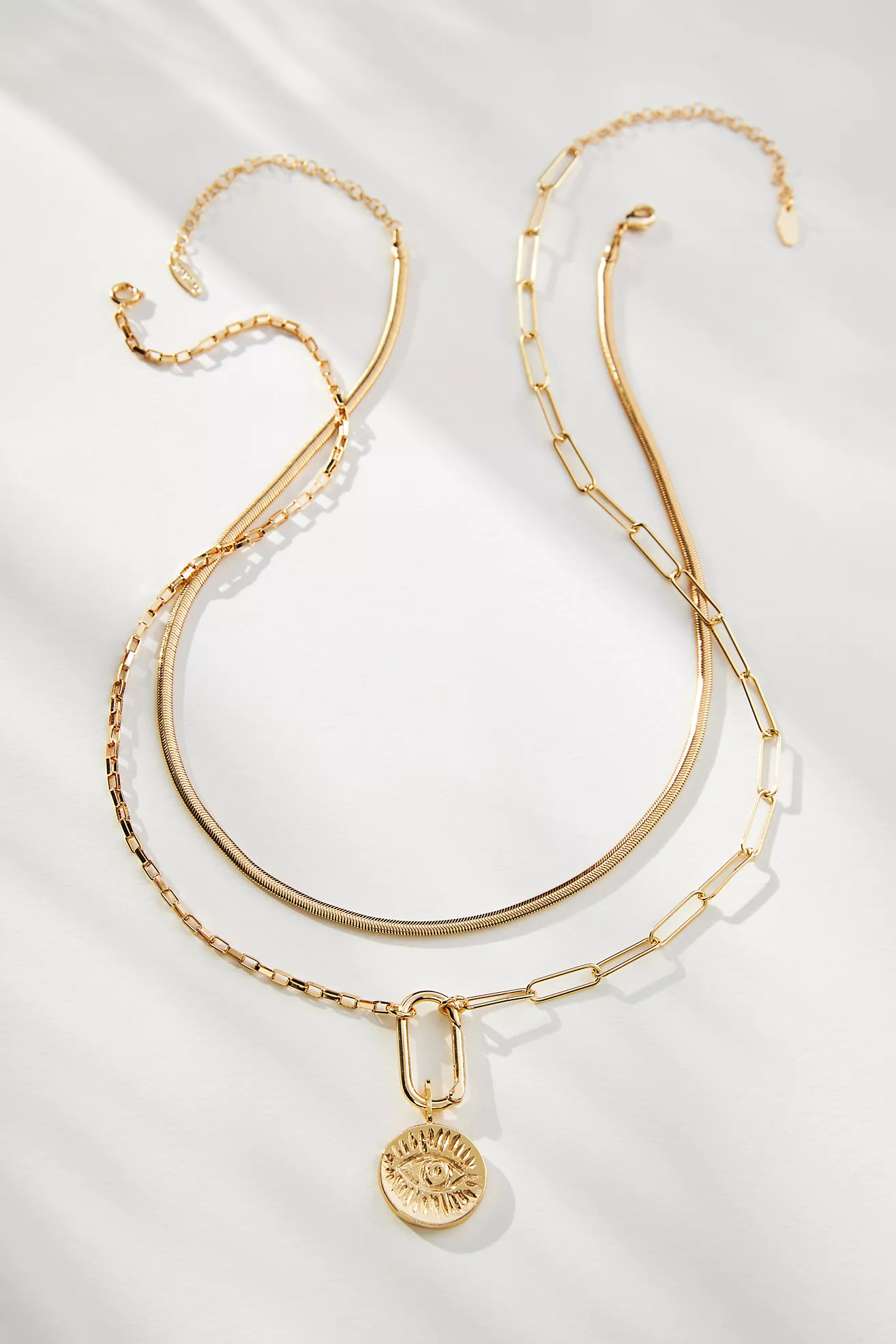 Layered Coin Paperclip & Herringbone Necklaces, Set of 2 | Anthropologie (US)
