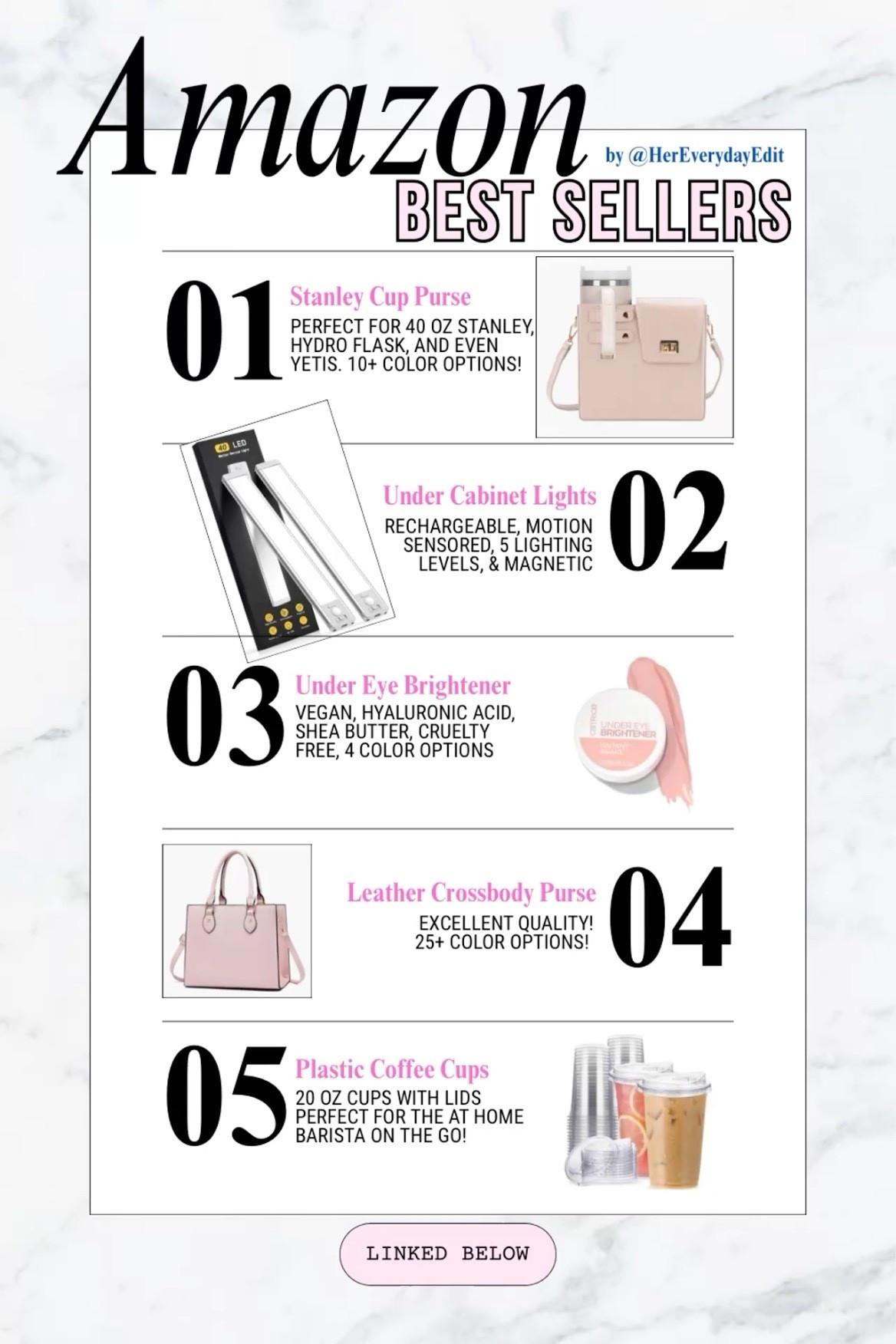 Amazon Finds • Amazon Best Sellers • Stanley Cup Holder • Stanley Cup Accessories • Under Cabinet Light • Catrice Under Eye Brightener • Leather Crossbody Purse • Coffee Cups • Affordable Amazon Finds • Affordable Finds

#LTKHome #LTKSaleAlert #LTKFindsUnder50