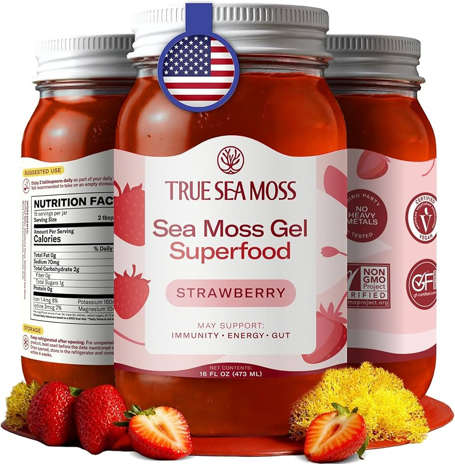 TrueSeaMoss Sea Moss Gel – Made in USA – Wildcrafted Seamoss, Fruits & Jarred Vegetables – ... | Amazon (US)