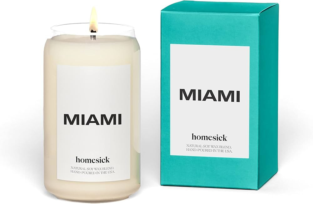 Homesick Premium Scented Candle, Miami - Scents of Bergamot, Lemon, Sea Breeze, 13.75 oz, 60-80 H... | Amazon (US)
