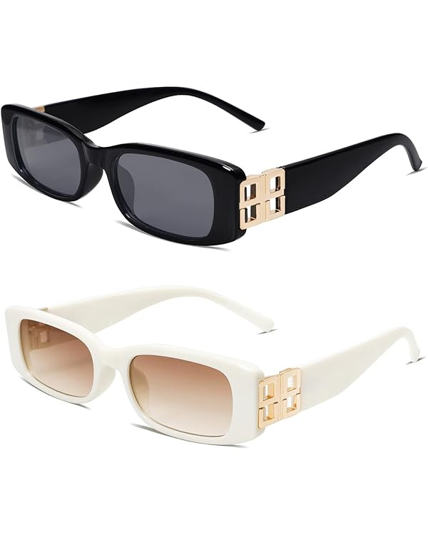 Allarallvr Rectangle Sunglasses for Women 90s Retro Trendy Y2K Classical Vintage Square Shades AR... | Amazon (US)
