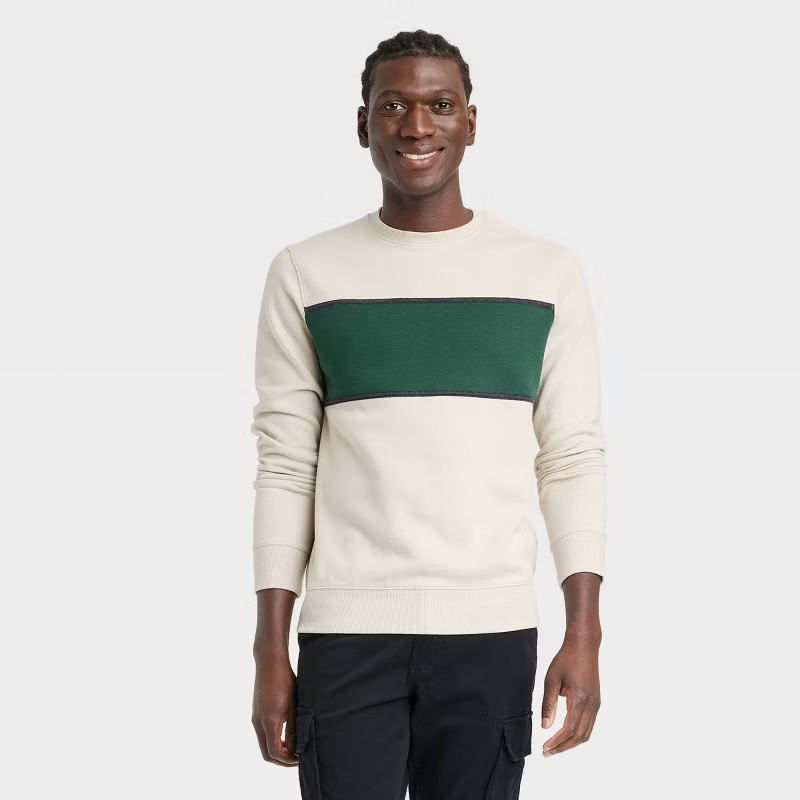 Men's Fleece Sweatshirt - Goodfellow & Co™ Beige XL | Target