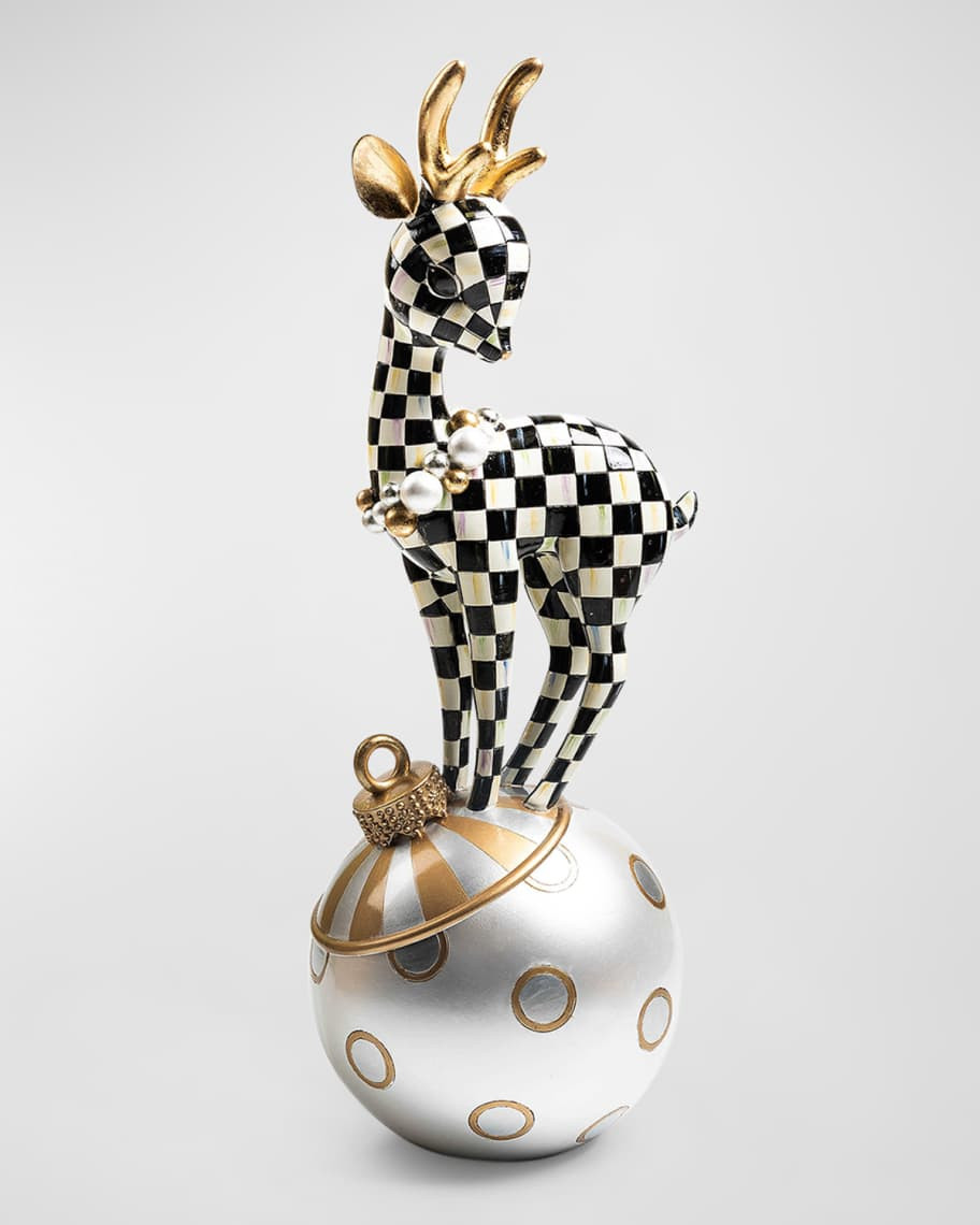 MacKenzie-Childs Courtly Check Deary Deer on Ornament Gold | Neiman Marcus