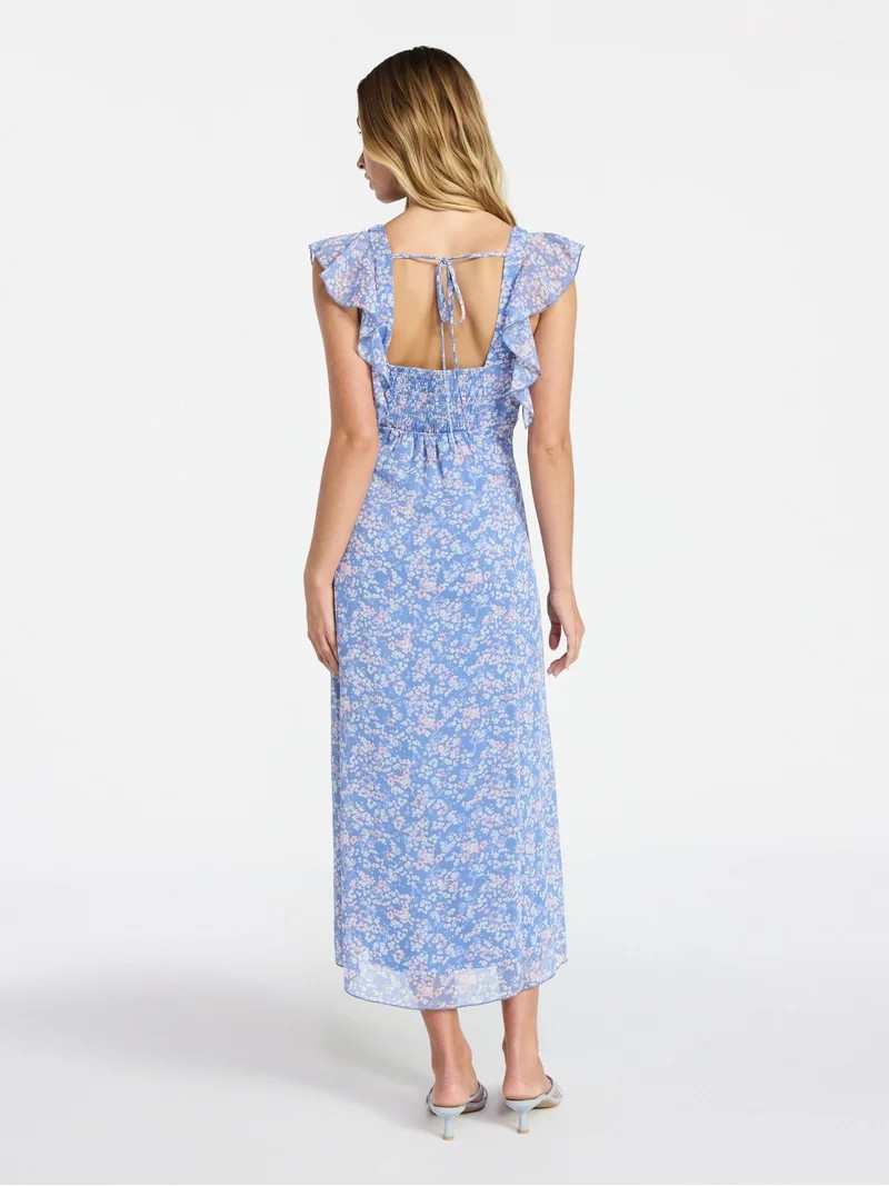 No Boundaries Flutter Sleeve Midi Dress, Women's XXS-XXL | Walmart (US)