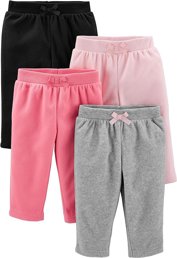 Simple Joys by Carter's Baby Girls' 4-Pack Fleece Pants | Amazon (US)