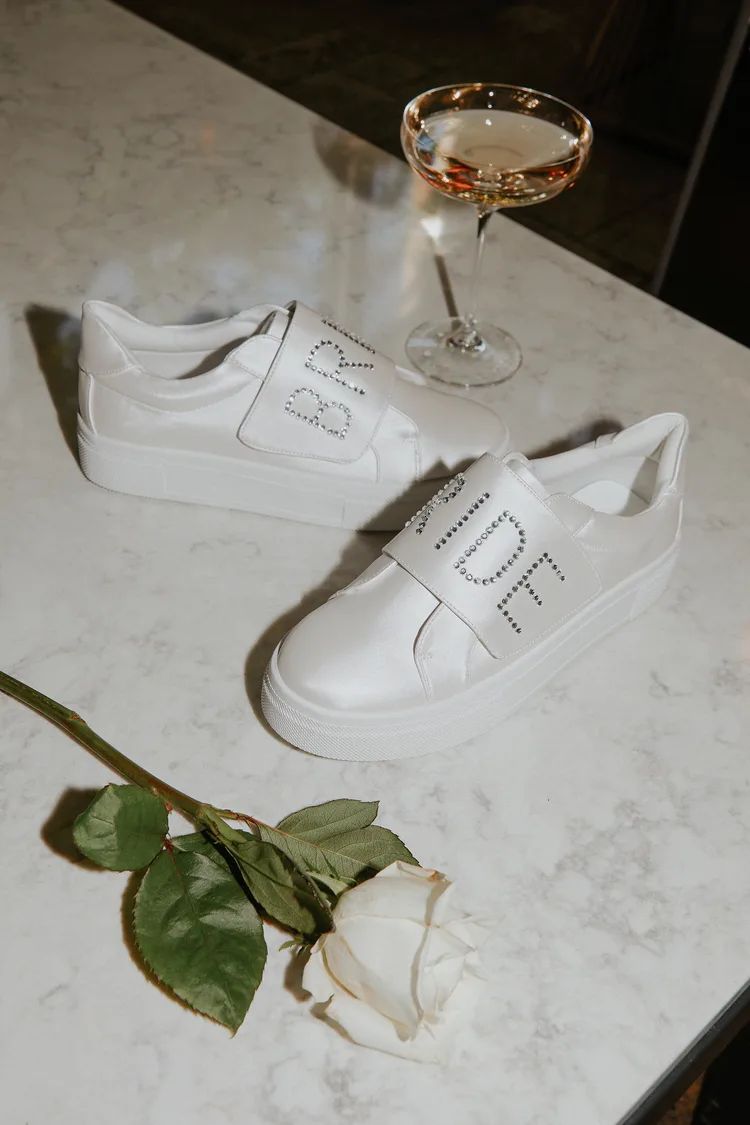 Bride2Be White Rhinestone Sneakers | Lulus