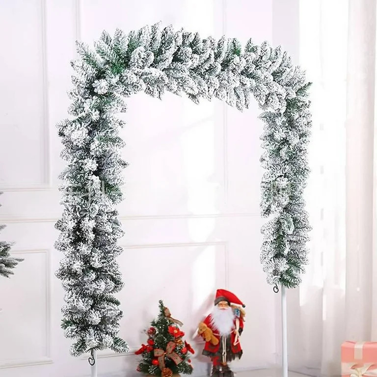 GENERIC 6 Ft Snow Flocked Christmas Garland, Snowy Artificial Christmas Garland, Winter Frosted H... | Walmart (US)