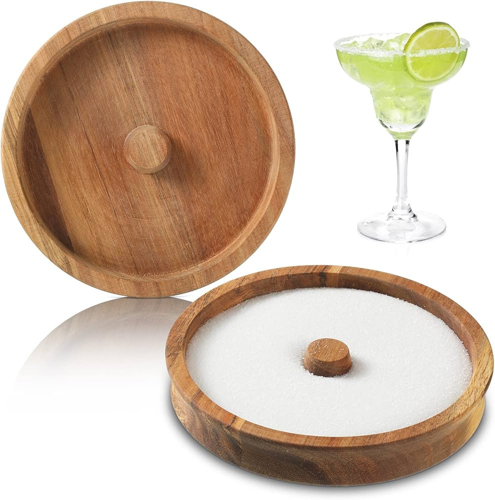 Yaomiao 2 Pcs Margarita Salt Rimmer Wood Glass Rimmer Glass Rimming Salts and Sugars for Wide Gla... | Amazon (US)