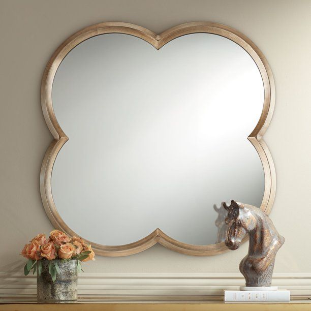 Noble Park Clover-Shaped Vanity Wall Mirror Traditional Glam Gold Wood Finish Frame 30" Wide for ... | Walmart (US)