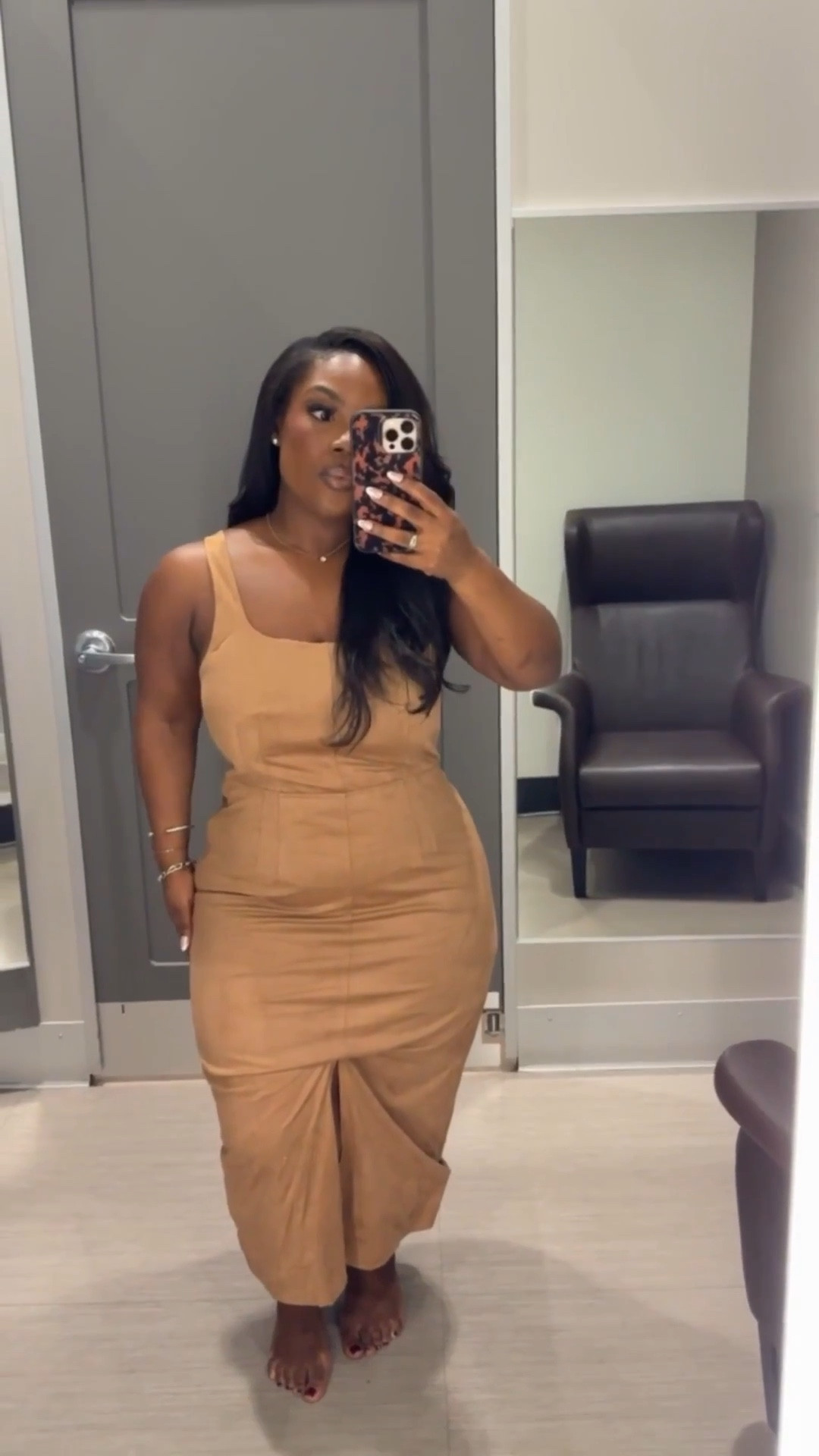 Found this suede dress 🤎  so cute for Spring! 

Dress is on sale for $20! ✨

Dress fits a little snug but has stretch on the back! The slit in the front is a perfect touch!

#LTKPlusSize #LTKPetite #LTKSaleAlert