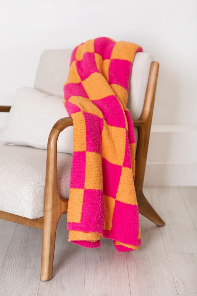 Make Me Believe Pink And Orange Checkered Blanket FINAL SALE | Pink Lily