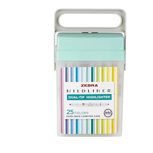 Zebra Pen Mildliner Double-Ended Highlighter Set, Broad and Fine Point Tips, No Bleed Assorted Ink Colors in Easel Back Carrying Case, 25-Pack (78025) | Amazon (US)