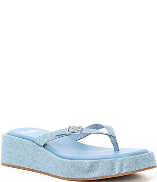 All-That Denim Platform Thong Sandals | Dillard's