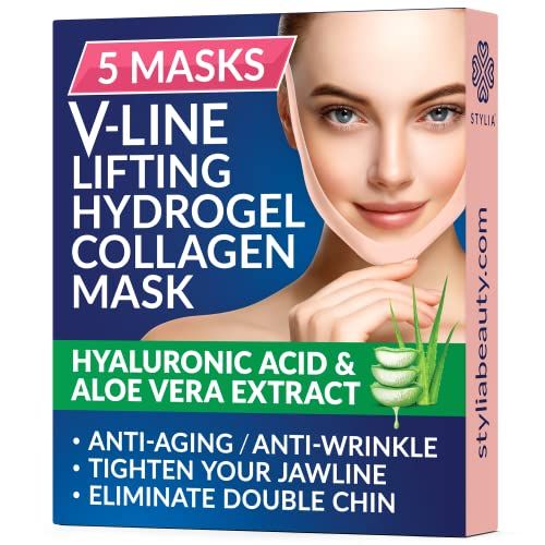 5 Piece V Line Shaping Face Masks – Lifting Hydrogel Collagen Mask with Aloe Vera – Anti-Agin... | Amazon (US)