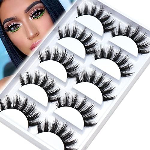 Veleasha Eyelashes Natural Look 5 Pairs Lashes Pack Wispy Fluffy 5D Mink Lashes Faux Eye Lashes | Gl | Amazon (US)