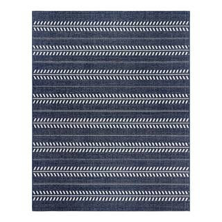 Paseo Moran Stripe Navy/White 8 ft. x 10 ft. Striped Indoor/Outdoor Area Rug | The Home Depot