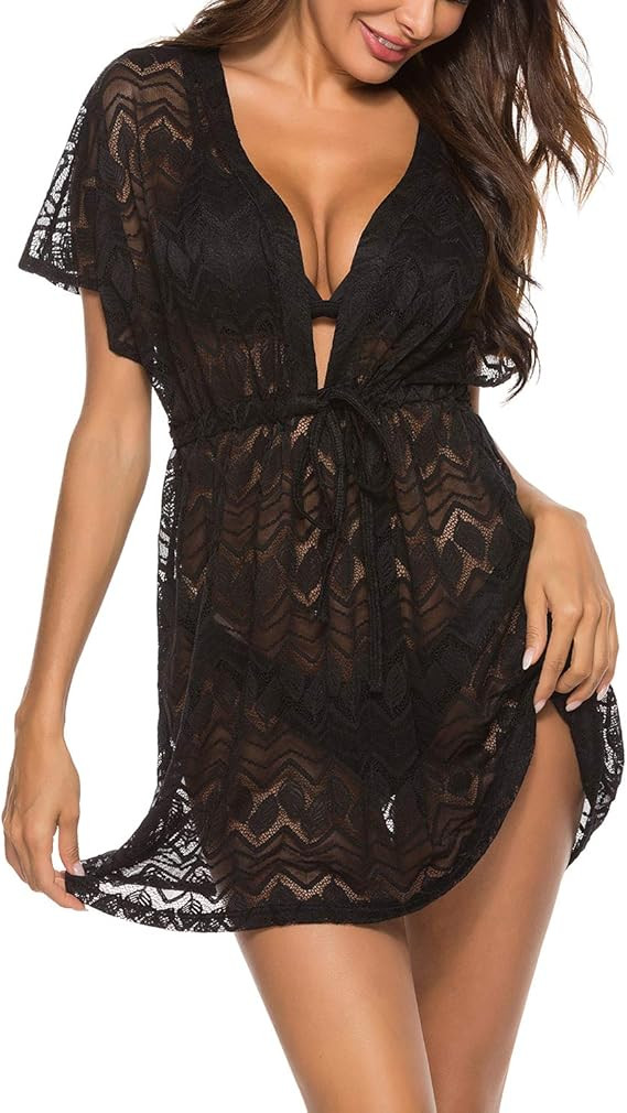 EISHOPEER Women's Bathing Suit Cover Ups Sexy Swimwear Lace Beach Bikini Cover-ups | Amazon (US)