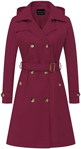 CREATMO US Women's Long Trench Coat Double-Breasted Classic Lapel Overcoat Belted Slim Outerwear ... | Amazon (US)