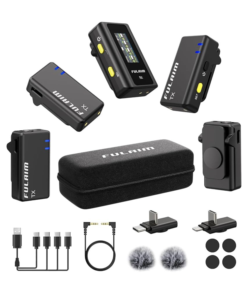 FULAIM X6 Wireless Lavalier Microphones with 4 Transmitter for iPhone, iPad, Android, Camera, Lap... | Amazon (US)