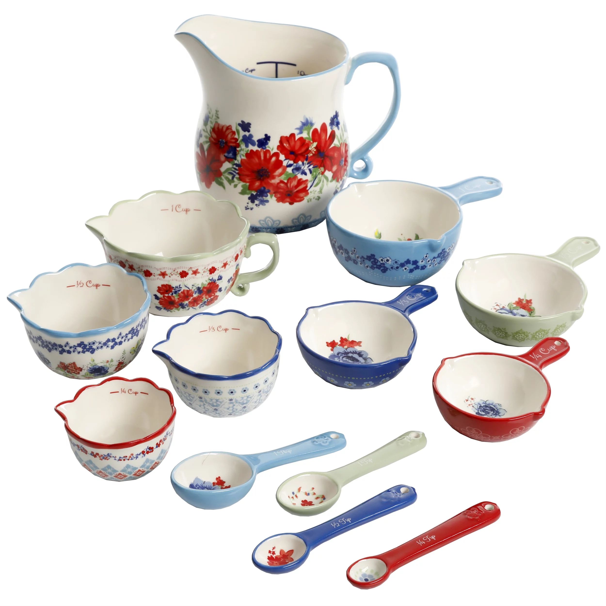 The Pioneer Woman Durable Stoneware Classic Charm 13-Piece Measuring Cup Set | Walmart (US)