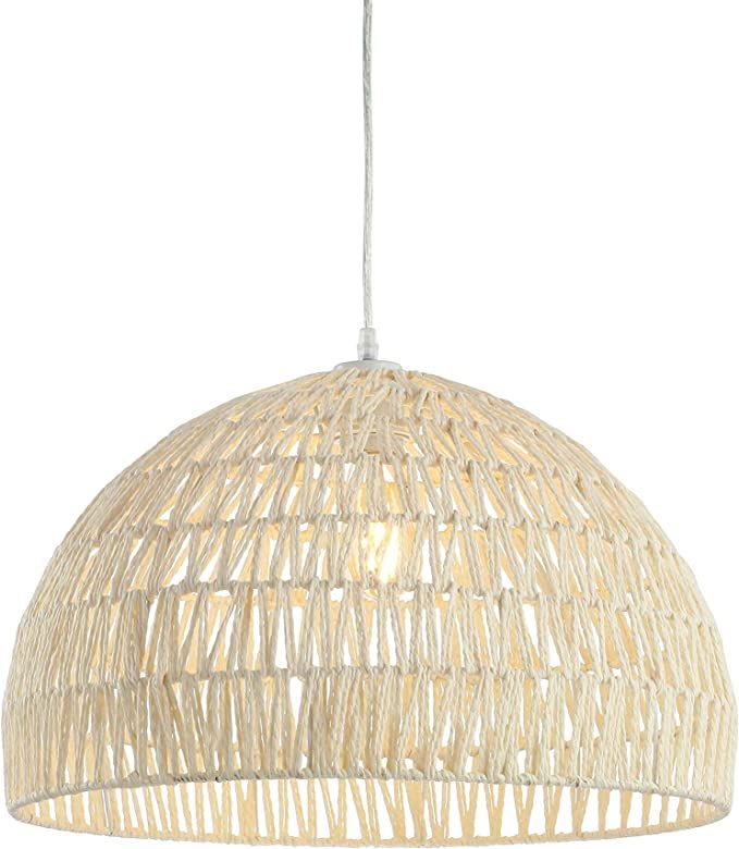 JONATHAN Y JYL6504A Campana 20" Woven Rattan Dome LED Pendant, Scandinavian, Minimalist, Transiti... | Amazon (US)