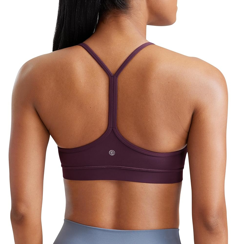 CRZ YOGA Butterluxe Womens Y Back Sports Bra - Padded Racerback Low Impact Spaghetti Thin Strap W... | Amazon (US)
