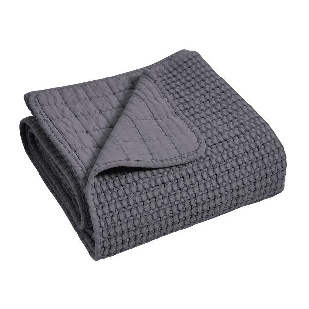 Mills Waffle Charcoal Quilted Throw - Levtex Home | Target