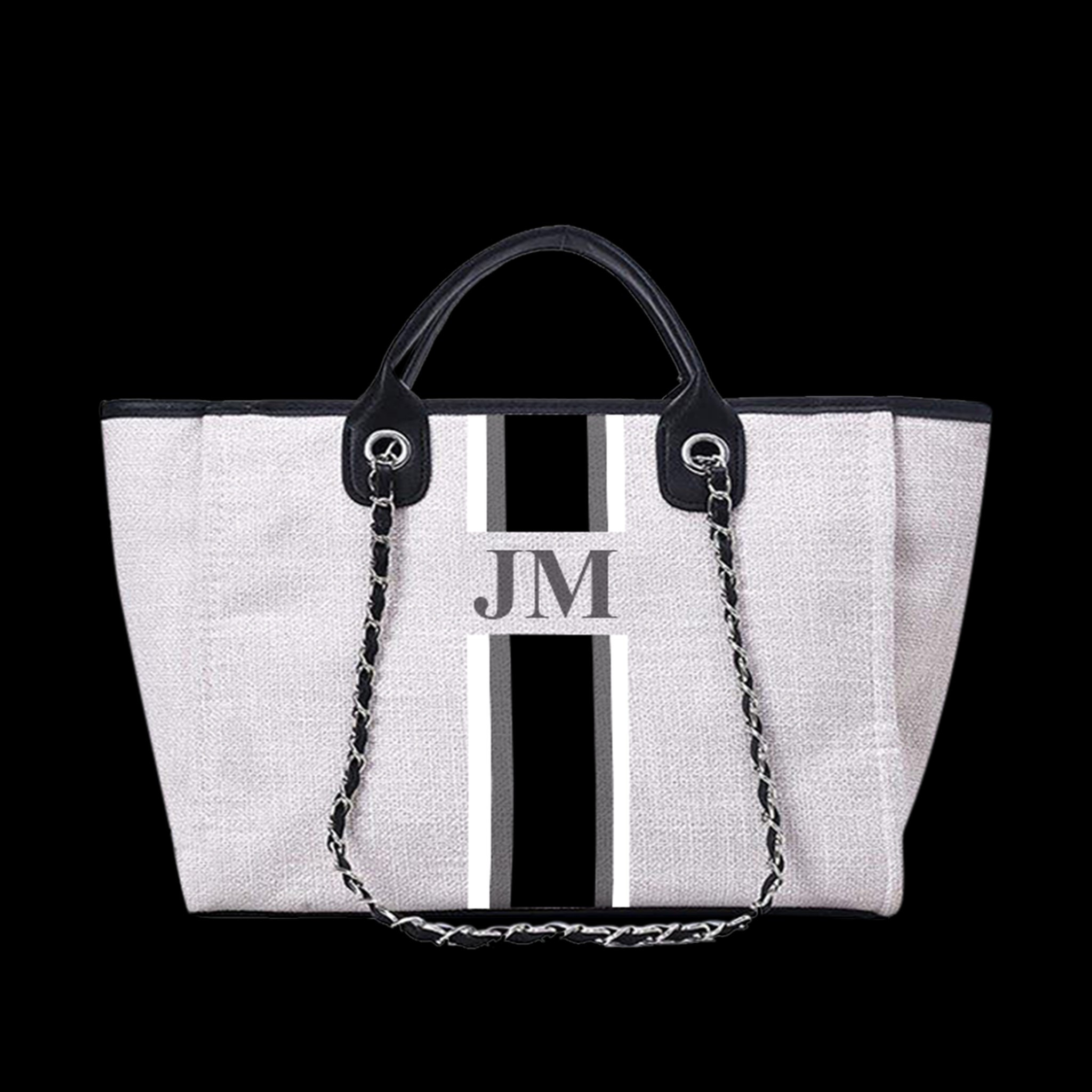 The Lily Canvas Weekend Washed Grey with White, Grey and Black Jumbo | Lily and Bean