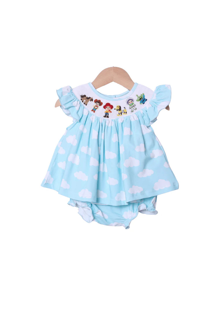 Smocked Cowboy and Friends Cloud Bloomer Set | The Smocked Flamingo