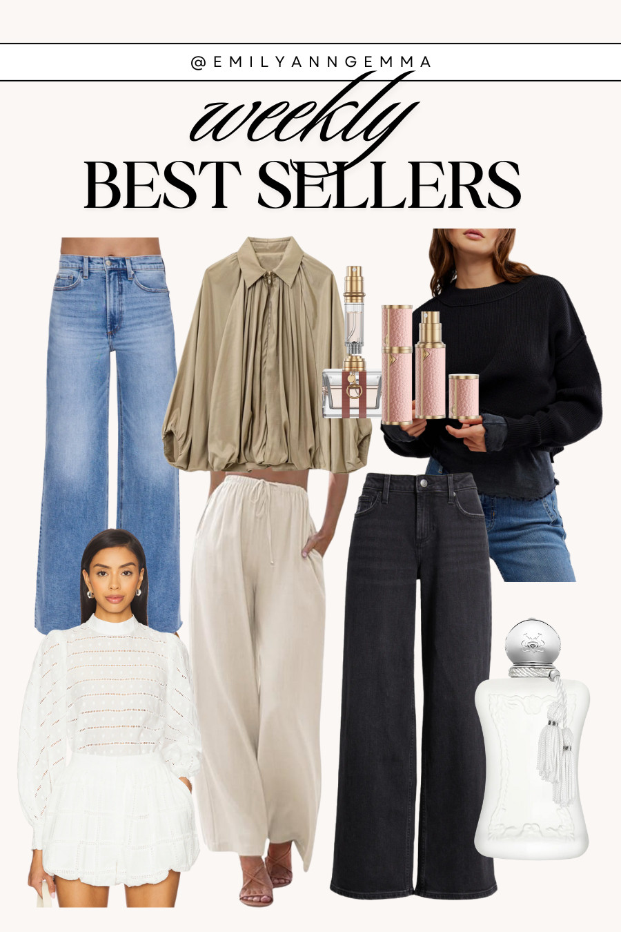 Weekly best sellers! Nordstrom baggy jeans, Amazon jacket, Free People sweatshirt, Amazon linen pants, Revolve white lace top, perfume and more! 

 #LTKSeasonal #LTKStyleTip #LTKBeauty
