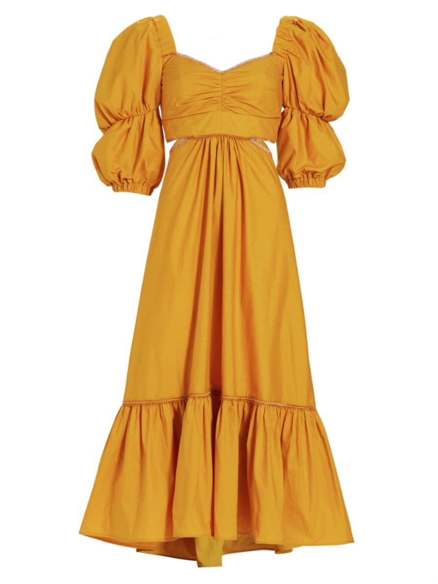 Peggie Puff-Sleeve Midi Dress | Saks Fifth Avenue