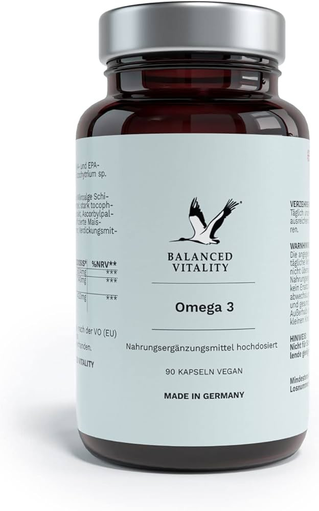 Balanced Vitality Omega 3 vegan aus Algenöl – hochdosiert mit 420 DHA und 140 EPA – hochwert... | Amazon (DE)