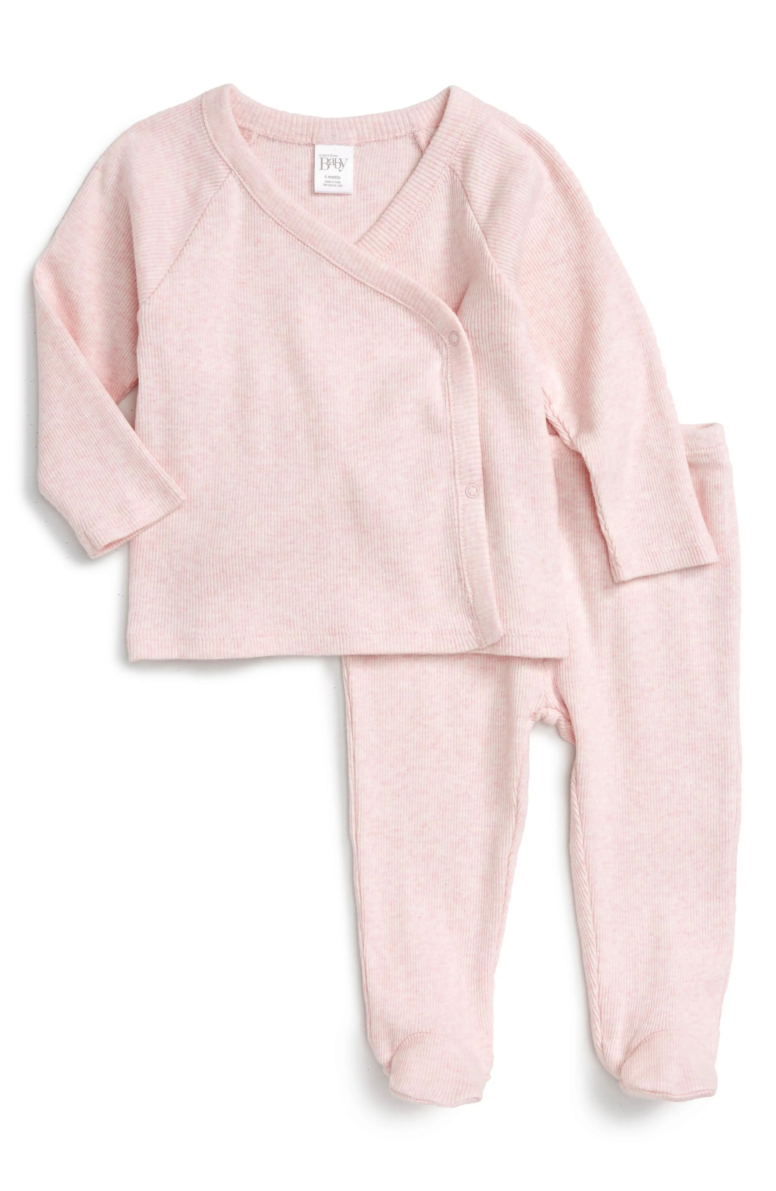 Nordstrom Baby Wrap Top & Footed Pants Set (Baby Girls) | Nordstrom