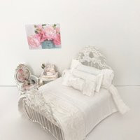 White Shabby Cottage Chic Dollhouse/Dollhouse White Bedding Set/1:12 Scale Dollhouse Bed/Dollhouse Bed Linen/Miniatures/Ruffled Doll Bedding | Etsy (US)
