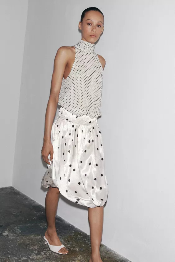 ZW COLLECTION POLKA DOT HALTER TOP | Zara Canada