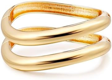 Elegance 11 designs Gold Plated Cuff Bangle Bracelets For Women Set Chunky Trendy Hinged Irregula... | Amazon (US)